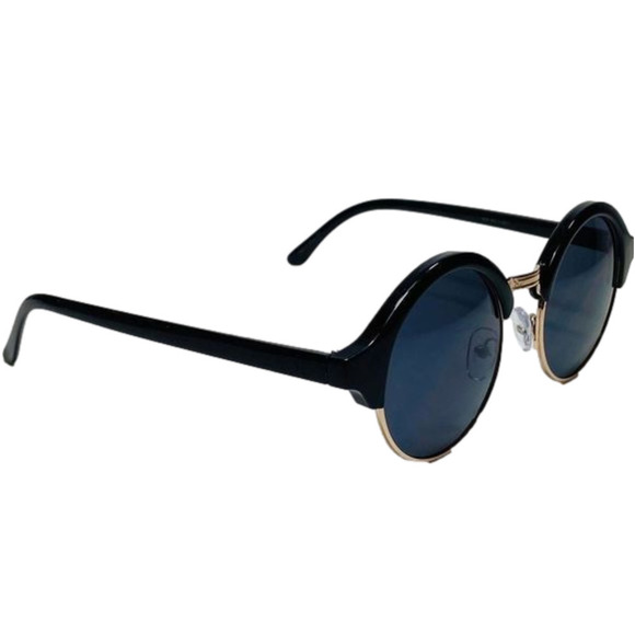 6053 | Black Retro Circle Sunglasses - Picture 2 of 5